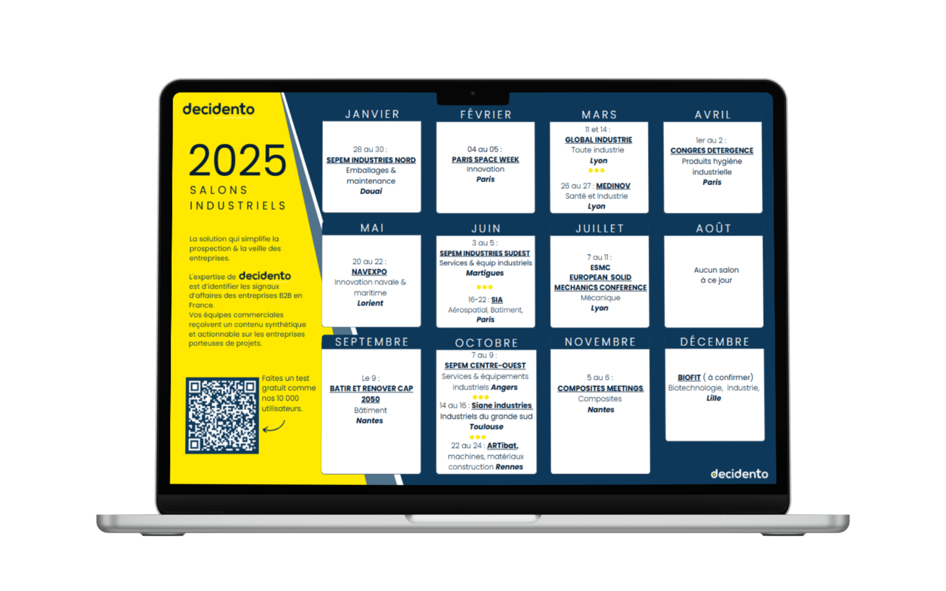 calendrier industriel 2025 écran ordi