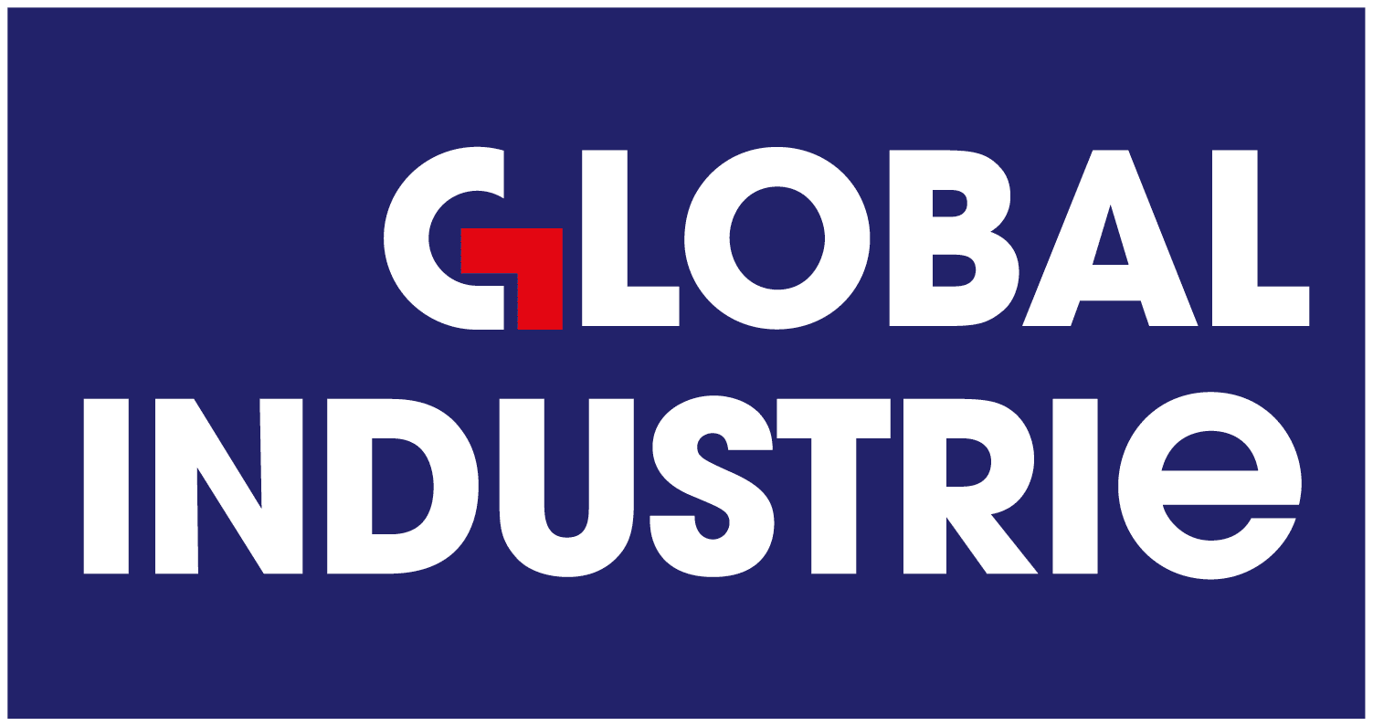 Logo de Global Industrie sur fond bleu