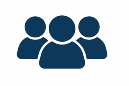 Icône groupe de personnes, silhouette bleue