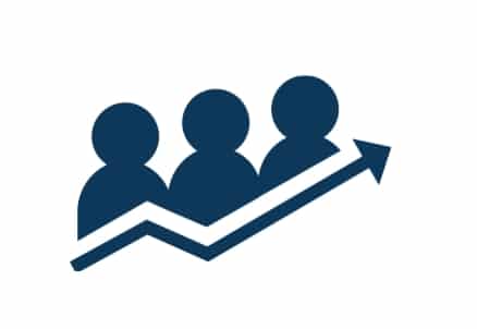 Icône croissance démographique avec flèche ascendante.