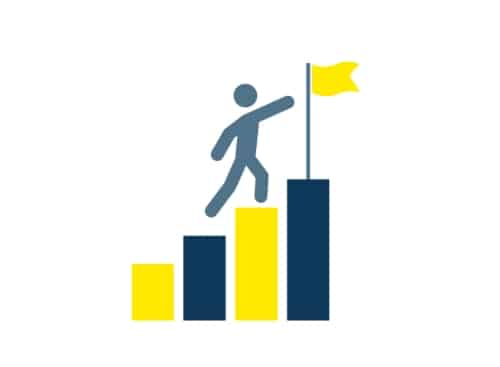 Personne escaladant des barres vers un drapeau.