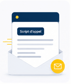 mail et script d'appel decidento Script d'appel dans enveloppe avec icône email.