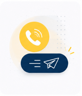 passage à l'action Icônes téléphone et avion en papier pour action prospection